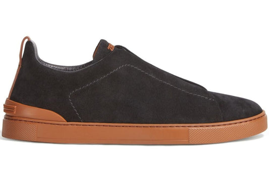 Zegna Black Suede Triple Stitch sneakers