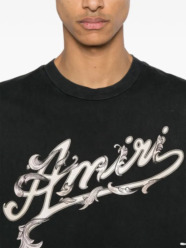 Amiri Black And White Logo Printed T-Shirt