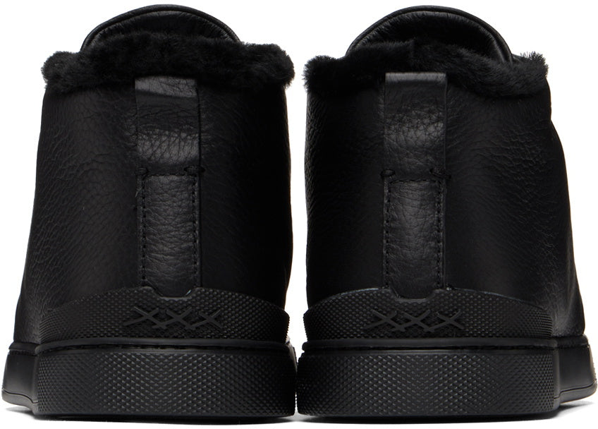 ZEGNA Black Triple Stitch Sneaker