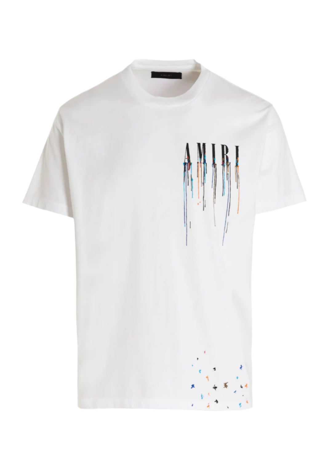 Amiri White Paint Drip Logo Crewneck T-Shirt