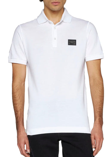 Dolce & Gabanna Cotton pique polo-shirt with branded tag