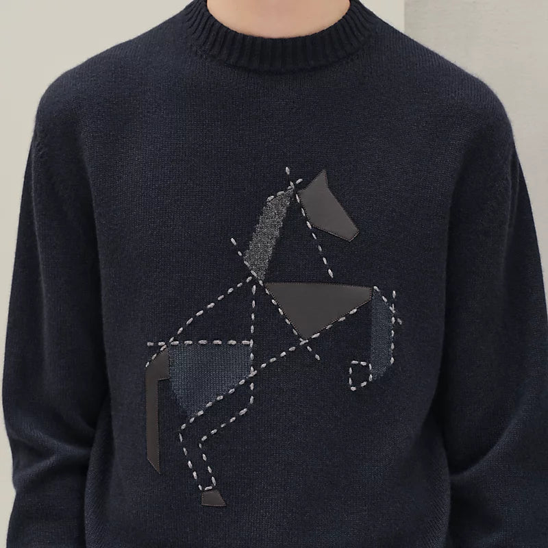 Hermes Cashmere Cheval tangram "Navy Blue"