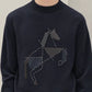 Hermes Cashmere Cheval tangram "Navy Blue"