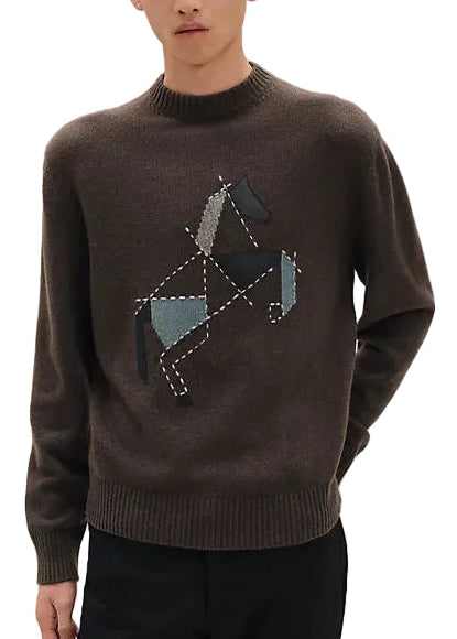 Hermes Cashmere Cheval tangram "Brown"