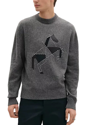 Hermes Cashmere Cheval tangram "Gray"