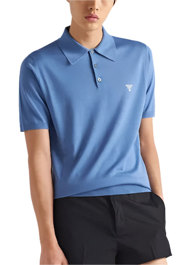 Prada Superfine wool polo shirt Blue