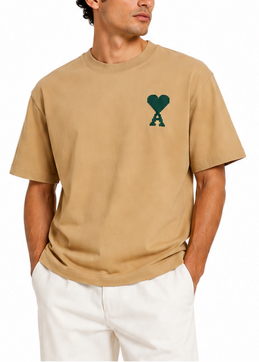 AMI Paris Ami de Coeur T-shirt "Beige / Green"