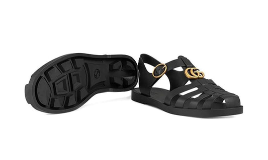 Gucci Rubber Buckle Strap Sandals - Black