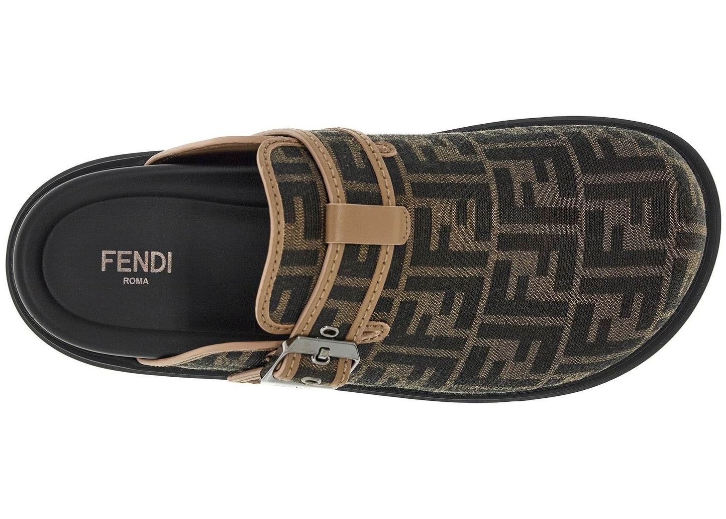 Fendi Feel Sabots Fabric Brown 'Black / Brown'