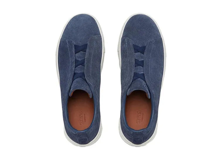 Zegna Triple Stitch™ Suede Workwear Blue Sneakers