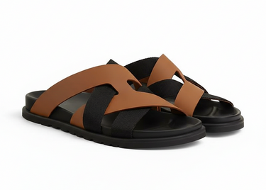 Hermes Kazimir Sandal "Natural  / Black"