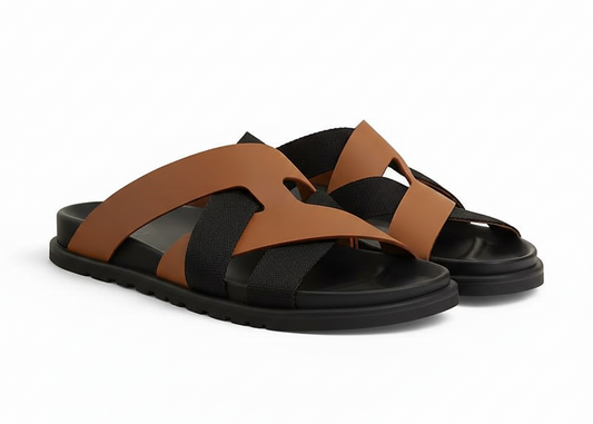 Hermes Kazimir Sandal "Natural  / Black"