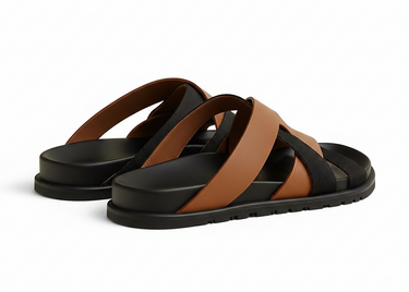 Hermes Kazimir Sandal "Natural  / Black"
