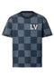 Damier Short-Sleeved Crewneck With LV Crystal Patch