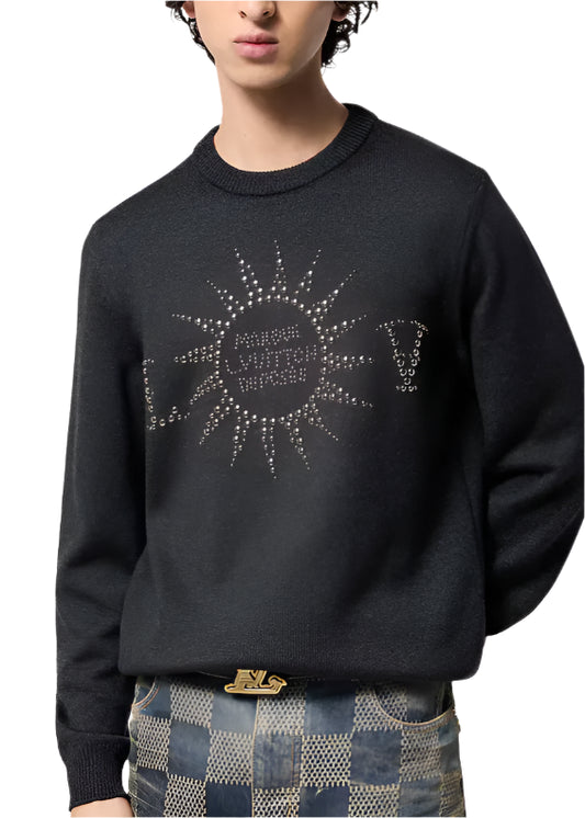 LV Embellished Long-Sleeved Merino Wool Crewneck