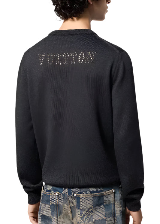 LV Embellished Long-Sleeved Merino Wool Crewneck