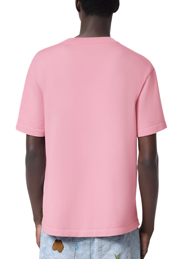 LV Embroidered Signature Short-Sleeved Cotton Crewneck Pink