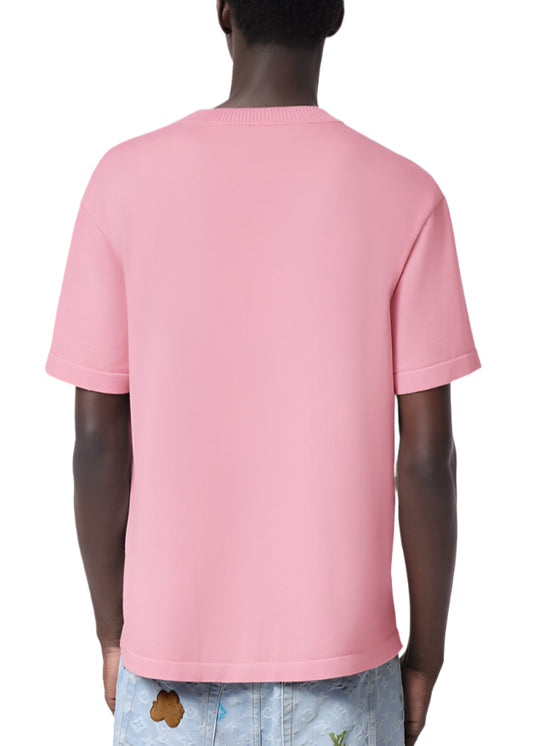 LV Embroidered Signature Short-Sleeved Cotton Crewneck Pink