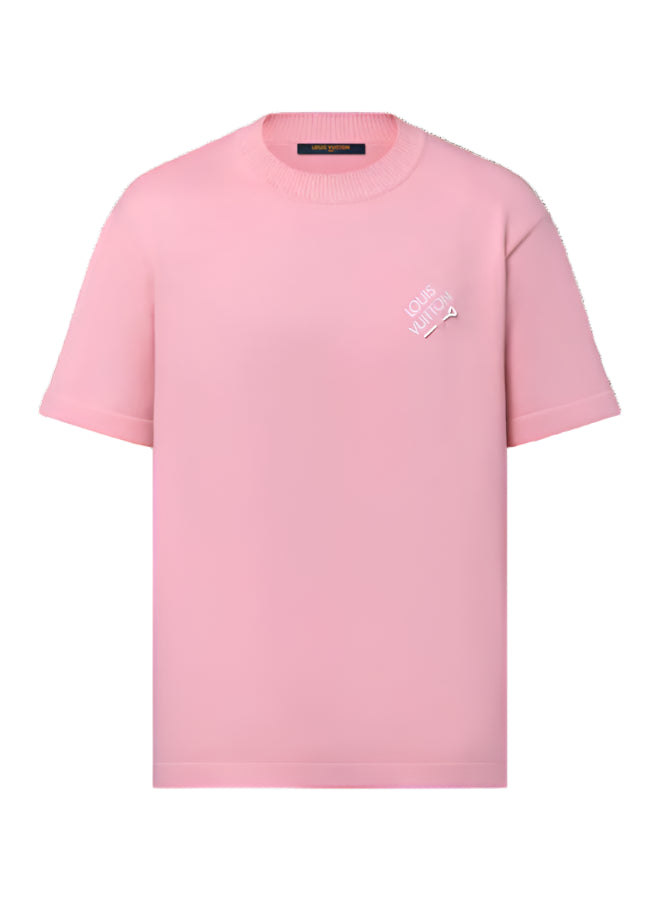 LV Embroidered Signature Short-Sleeved Cotton Crewneck Pink