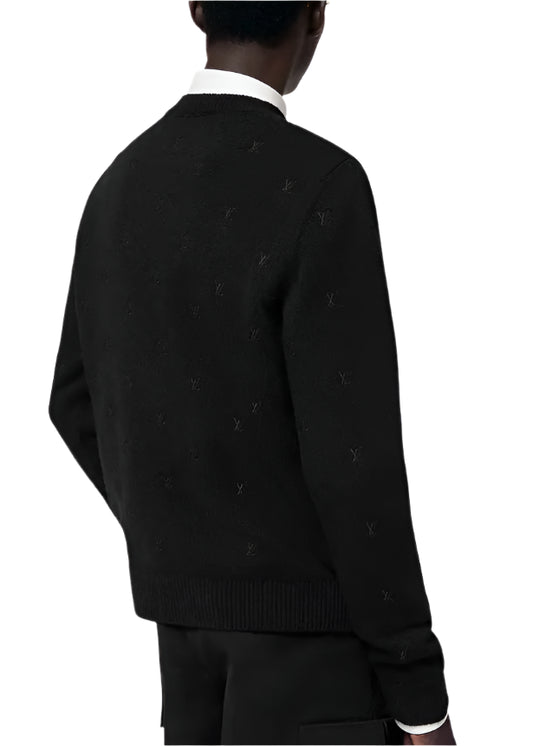 LV Merino wool crewneck with embroidered signatures