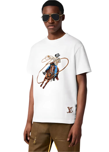 LV Graphic Embroidered Cotton T-Shirt