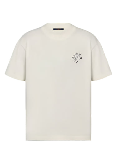 LV Embroidered Signature Short-Sleeved Cotton Crewneck White