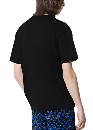 LV Embroidered Signature Short-Sleeved Cotton Crewneck Black