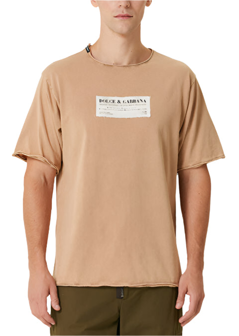 Dolce & Gabbana Beige Logo Detailed T-Shirt Beige