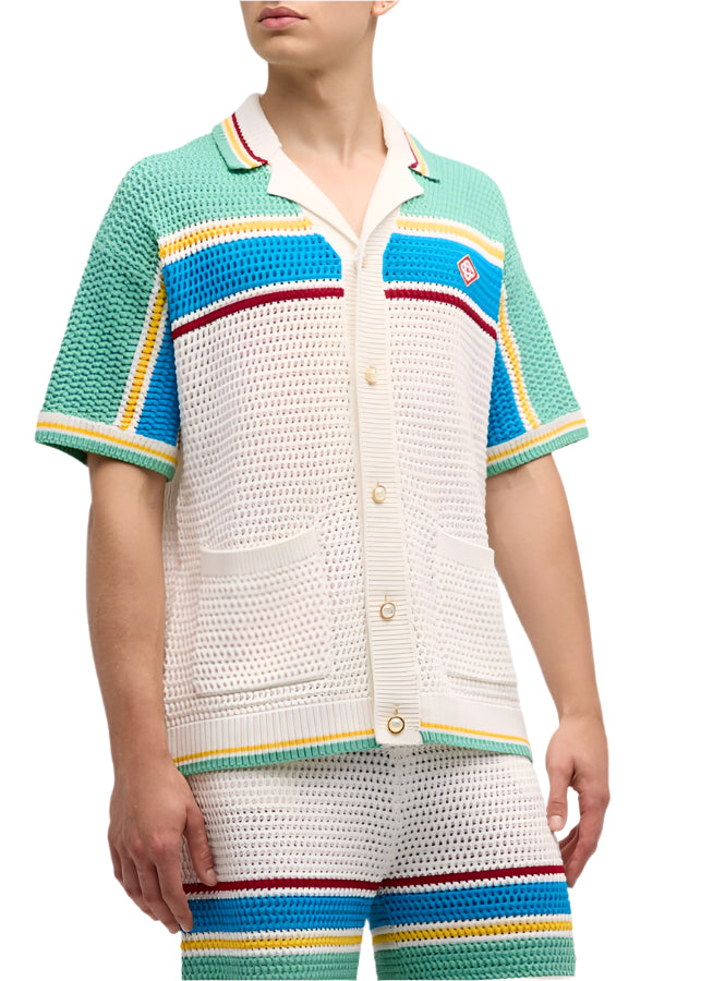 Casablanca Crocheted cotton tennis shirt