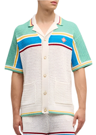 Casablanca Crocheted cotton tennis shirt