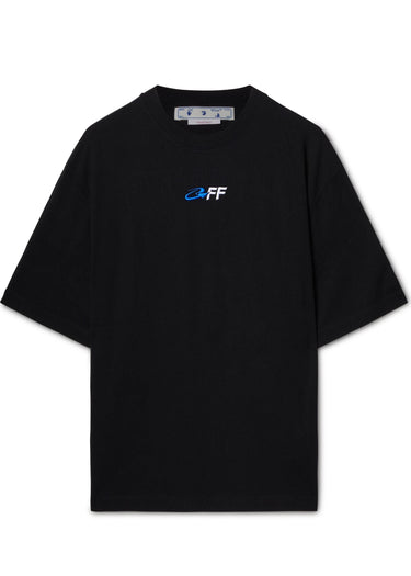Black t-shirt with Off-White Exactly the Opposite logo embroidery