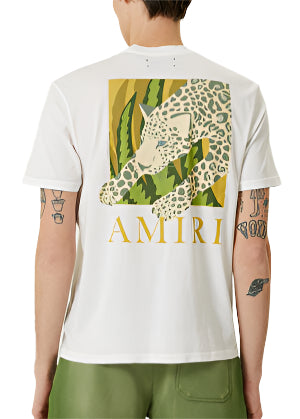 AMIRI Leopard-print T-shirt in Cotton-jersey White