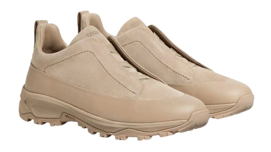 ZEGNA Triple Stitch Suede  Sneakers "Light Taupe"