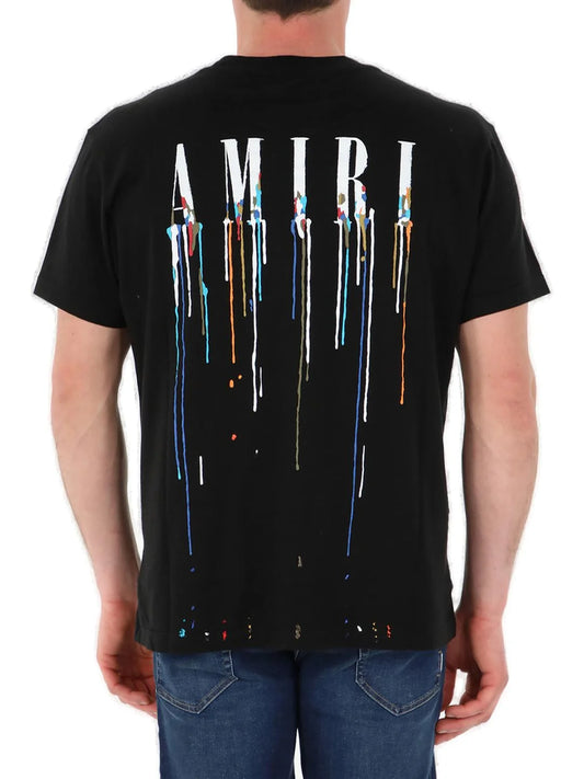 Amiri Paint-Drip Logo Crewneck T-Shirt