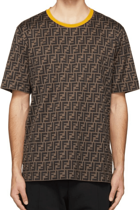 FENDI Monogram-print contrast-trim cotton-jersey T-shirt