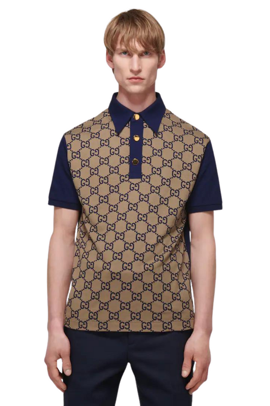 GUCCI Maxi GG silk and cotton polo shirt