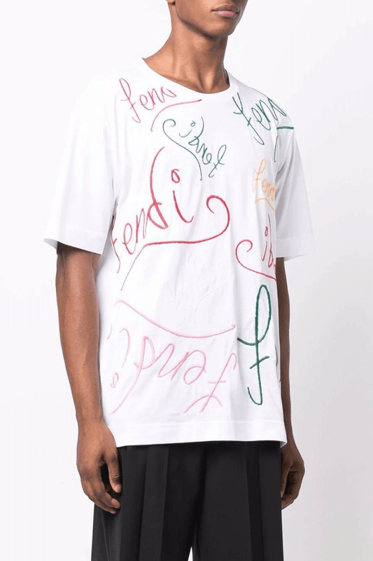 Fendi x Noel Fielding logo-embroidered short-sleeve T-shirt