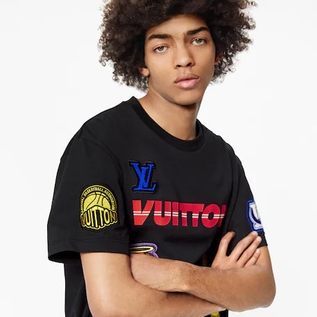 Cheap Babylino Jordan outlet, Louis Vuitton NBA Multi Logo Black T Shirt